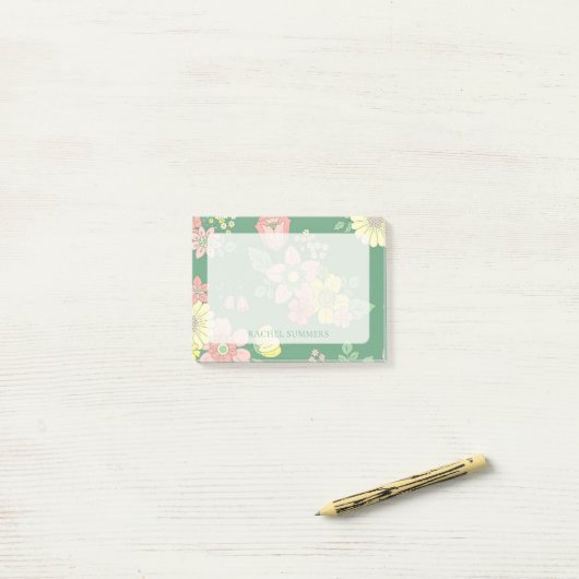 Moderne Overlay Boho Bloemen Kleurrijk Post-it® Notes (Op bureau)