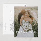 Moderne overlay bruiloft Dank u foto Briefkaart (Voorkant / Achterkant)