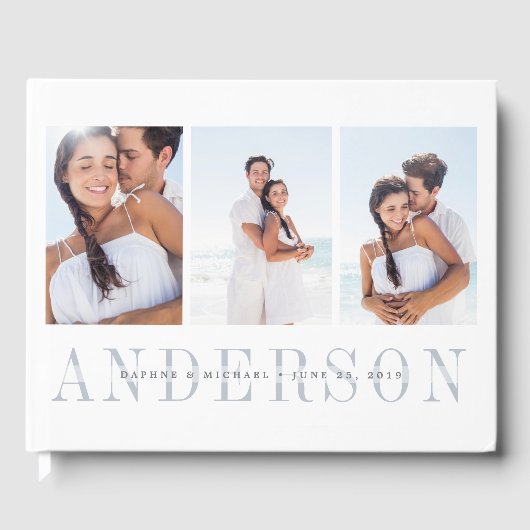 Moderne overlay | Drie fotobruiloft Gastenboek (Voorkant)