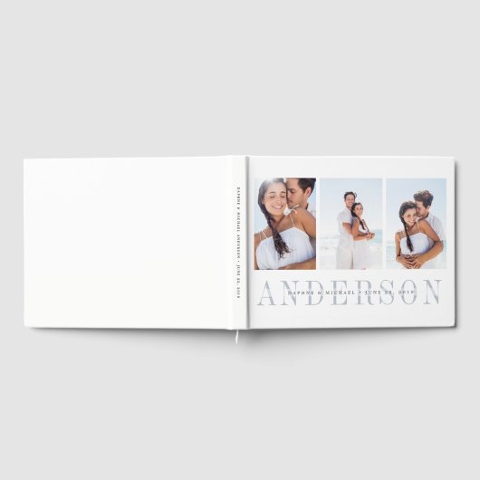 Moderne Overlay | Drie Foto's Bruiloft Gastenboek (Volledig)