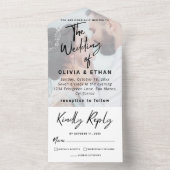 Moderne overlay foto bruiloft aanpassen all in one uitnodiging (Binnen)