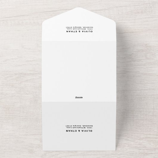 Moderne overlay foto bruiloft aanpassen all in one uitnodiging (Buitenkant)