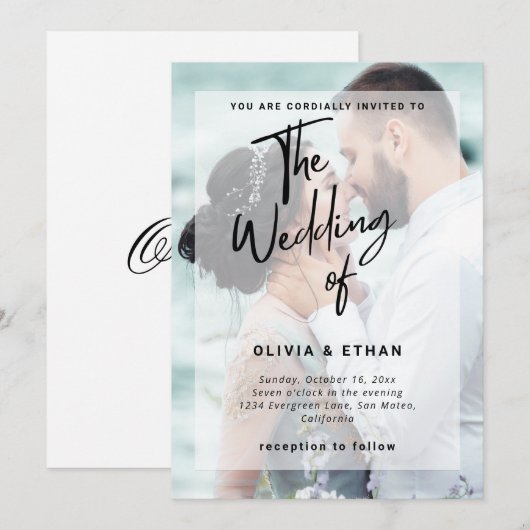 Moderne overlay foto bruiloft aanpassen kaart (Voorkant / Achterkant)