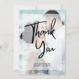 Moderne overlay foto bruiloft bedankkaart