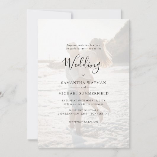 Moderne overlay foto bruiloft kaart (Voorkant)