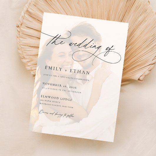 Moderne overlay foto dubbelzijdige bruiloft kaart