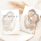 Moderne overlay foto dubbelzijdige bruiloft kaart