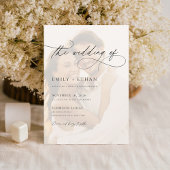 Moderne overlay foto dubbelzijdige bruiloft kaart