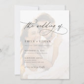 Moderne overlay foto dubbelzijdige bruiloft kaart (Voorkant)