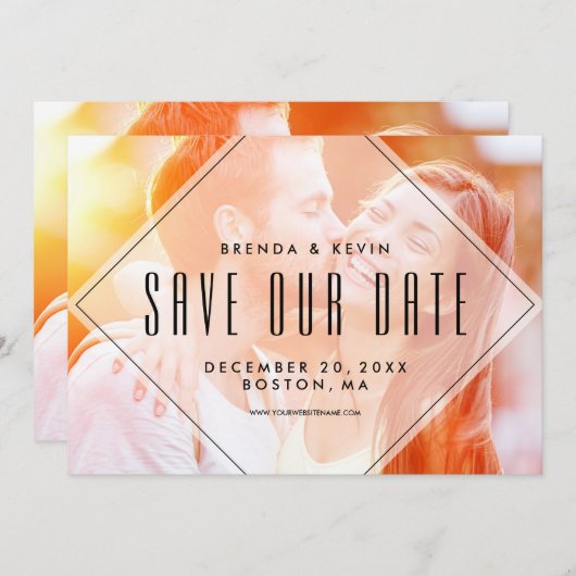 Moderne overlay | Foto Opslaan Datum bekendmaking Save The Date (Voorkant / Achterkant)