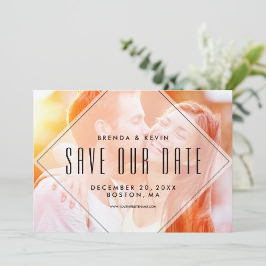 Moderne overlay | Foto Opslaan Datum bekendmaking Save The Date (Staand voorkant)
