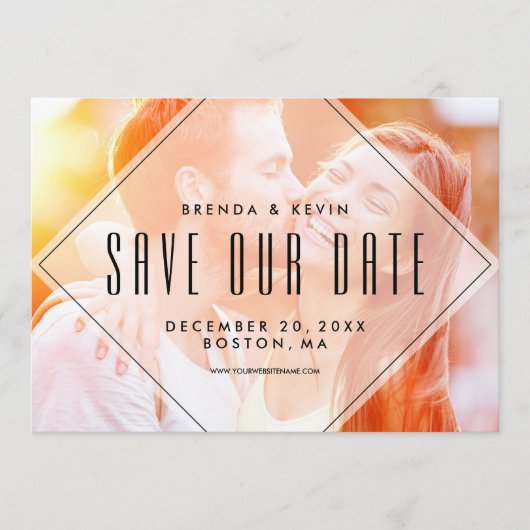 Moderne overlay | Foto Opslaan Datum bekendmaking Save The Date (Voorkant)