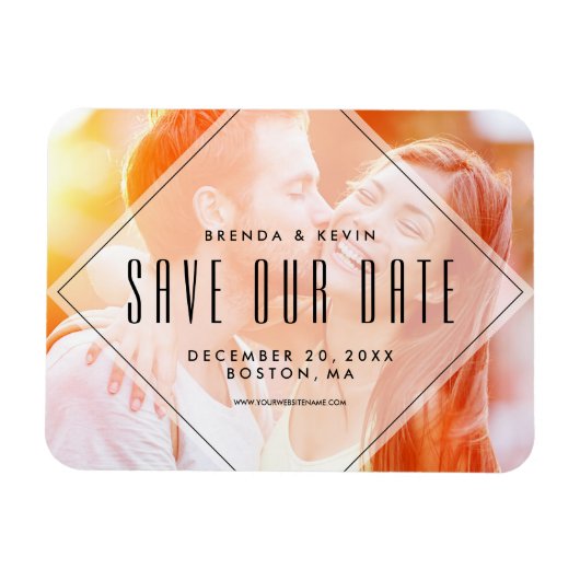 Moderne overlay | Foto Save the Date Magnet Magneet (Horizontaal)