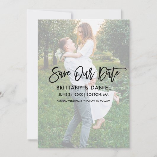 Moderne overlay penseel penseel opslaan onze datum save the date (Voorkant)