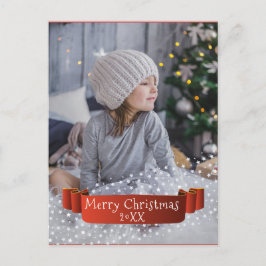 Moderne Overlay Prettig Kerstmis Foto Lint Feestdagenkaart