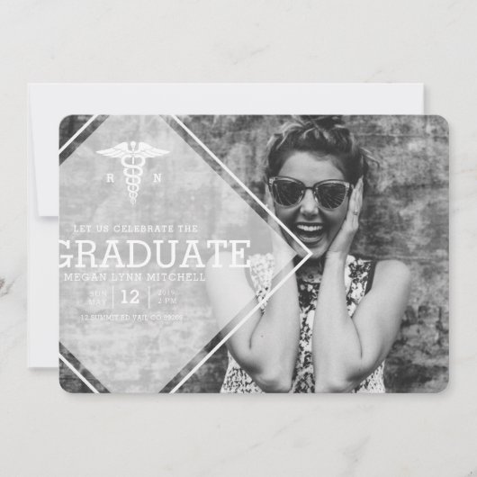 Moderne overlay | RN Graduation Party Photo Kaart (Voorkant)