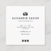 moderne overlay-wittekstfotograaf vierkante visitekaartje (Achterkant)