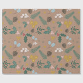 Moderne Oversized Kerst Loofpatroon Kraft Cadeaupapier (Vlak)