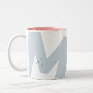 Moderne Oversized Monogram Eerste Letter Script Na Tweekleurige Koffiemok