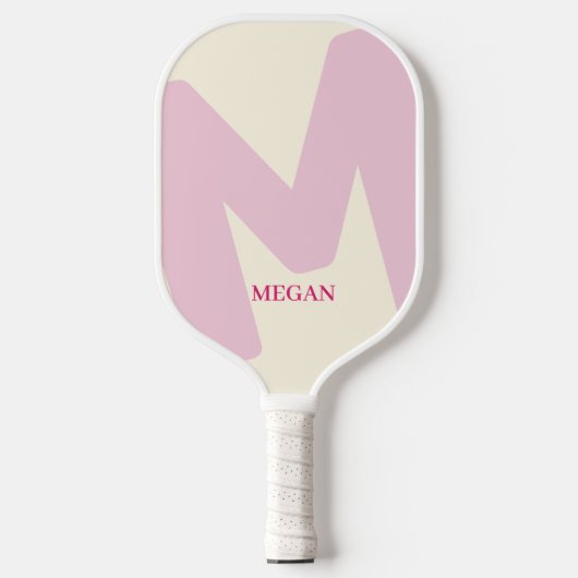 Moderne Oversized Monogram Initiaal & Naam Pickleball Paddle (Voorkant)