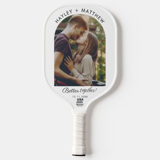 Moderne Paar Foto Beter Samen Aangepast Pickleball Paddle (Achterkant)