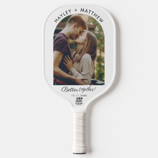 Moderne Paar Foto Beter Samen Aangepast Pickleball Paddle (Voorkant)