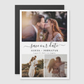 Moderne paar foto collage bruiloft opslaan van de  magnetische uitnodiging (Voorkant / Achterkant)