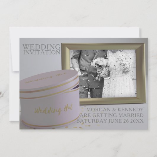 Moderne paar foto Confetti bruiloft uitnodiging (Voorkant)