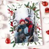 Moderne Paar Foto Vakantie Elegante Boog Kaart