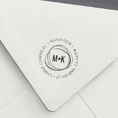 Moderne paar Monogram Ronde Rendement Adres Zelfinktende Stempel