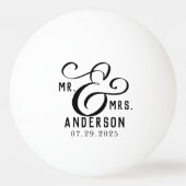 Moderne Paar Naam Datum Zwarte Tekst Pingpongbal (Voorkant)