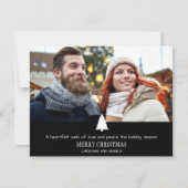 Moderne Paar Pine Tree Foto Plaid Christmas Kaart (Voorkant)