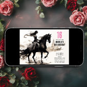 Moderne Paard en Meisje Mode Ink Sketch Verjaardag Kaart