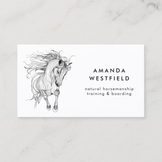 Moderne Paard Schets Equestrian Minimal Equine Visitekaartje (Voorkant)