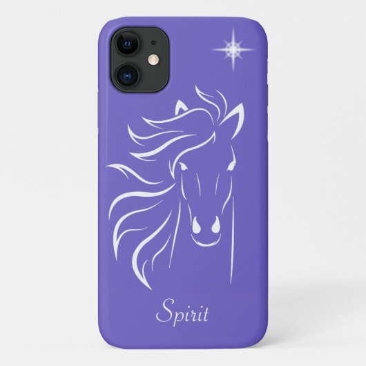Moderne paard silhouet beeld kunst op periwinkle Case-Mate iPhone case (Achterkant)