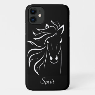 Moderne paard silhouet beeld kunst op zwart Case-Mate iPhone case