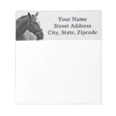 Moderne paard zwart-wit equestrian notitieblok (Voorkant)