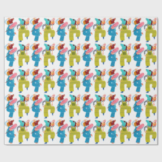 Moderne Paarden Collage Karakter Kunst (Halfglans) Cadeaupapier