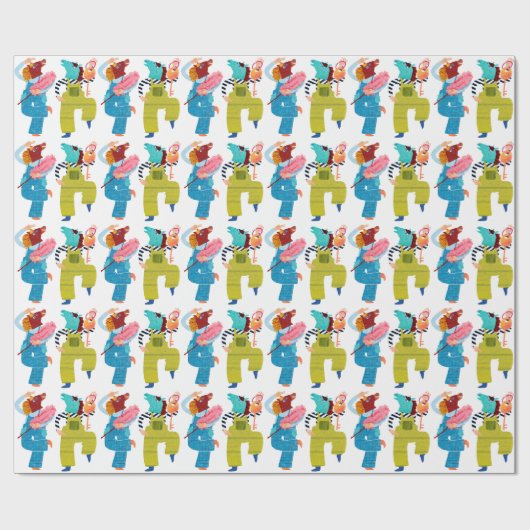 Moderne Paarden Collage Karakter Kunst (Halfglans) Cadeaupapier (Vlak)