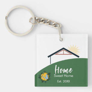 Moderne Paardenbloem Vlinder Thuis Sweet Home Sleutelhanger