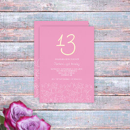 Moderne paardenbloemen 13e verjaardag folie uitnodiging