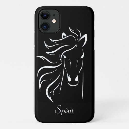 Moderne paardensilhouet afbeelding kunst op zwart Case-Mate iPhone case (Achterkant)