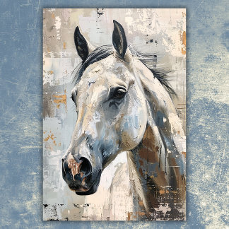 Moderne Paardensport – Abstract grijs paard ontwer Poster