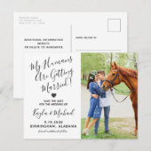 Moderne paardenweddenschap met foto's bespaart dat aankondigingskaart (Voorkant / Achterkant)