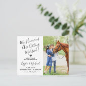 Moderne paardenweddenschap met foto's bespaart dat aankondigingskaart (Staand voorkant)