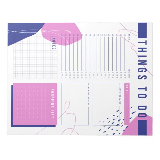 Moderne Paars-Blauwe dingen om een lijst van Notit Notitieblok (Voorkant)