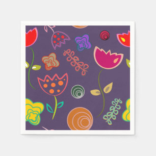 Moderne paars en roze bloemen servet