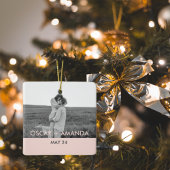 Moderne Paars Foto roze & grijze Perosnische naam Keramisch Ornament