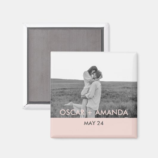 Moderne Paars Foto roze & grijze Perosnische naam Magneet (Voorkant / Achterkant)