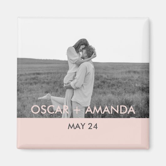 Moderne Paars Foto roze & grijze Perosnische naam Magneet (Voorkant)